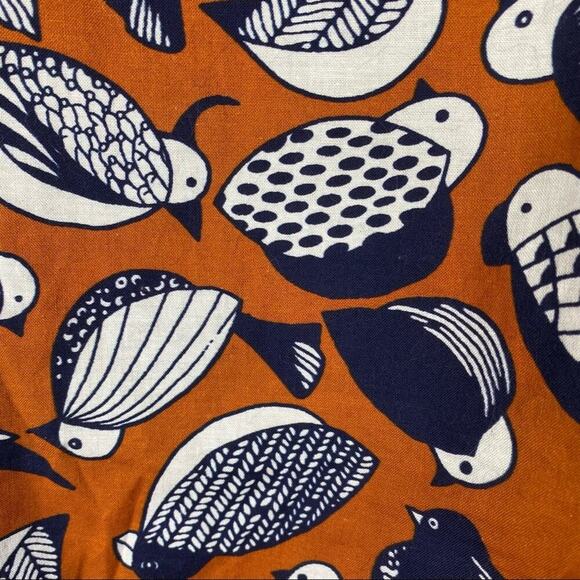 NEW Eva Franco Bird Print Blouse Puff Sleeves Knot front Sweetheart Neck Size 12 - Picture 11 of 16